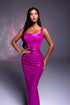 Renelle - straight neckline dress with metallic buckles